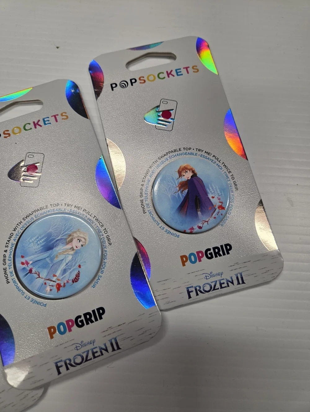 New Set of 3 Disney Frozen II PopSockets PopGrips Anna Elsa Swappable Tops NIP